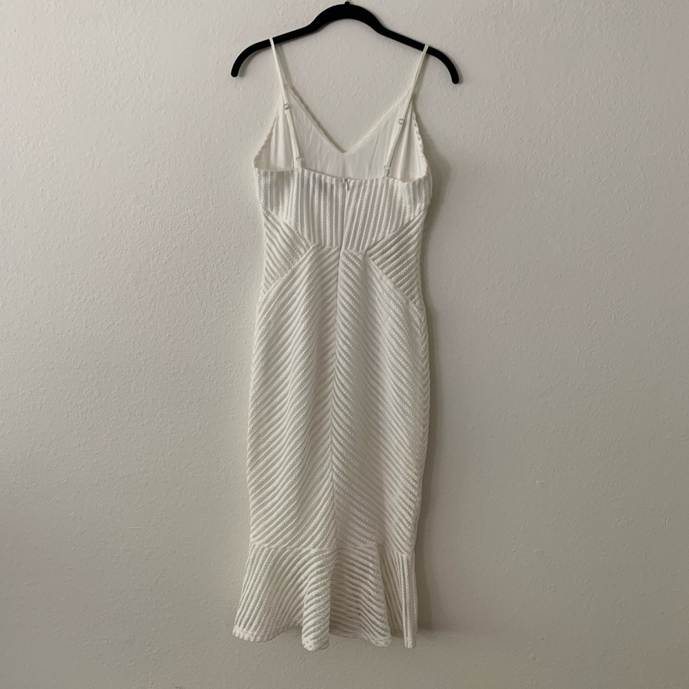 Lulus Your Year White Ribbed Bodycon Trumpet Midi Dress Bridal Rehearsal - Picture 3 of 4